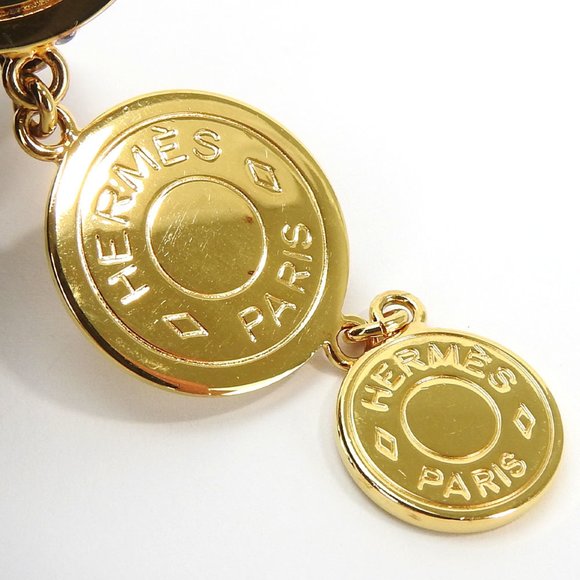 HERMES earrings serie 3 row gold GP plated accessory ladies - Picture 4 of 6